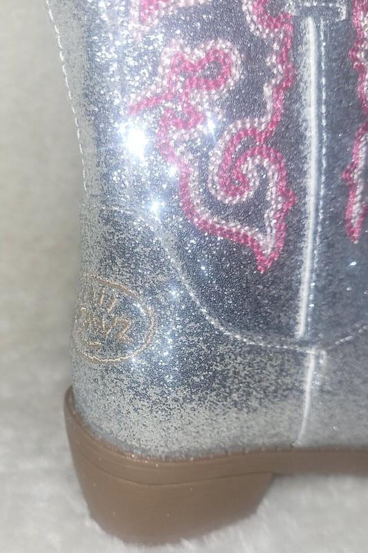 Cowboy Boots Todder Girl KIDS Size US 8 Silver Sparkle Glitter By Pawz