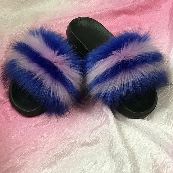 Cozy Faux Fur Slide Slippers–Women’s Fluffy Open Toe Slipper-Soft Plush Comfort