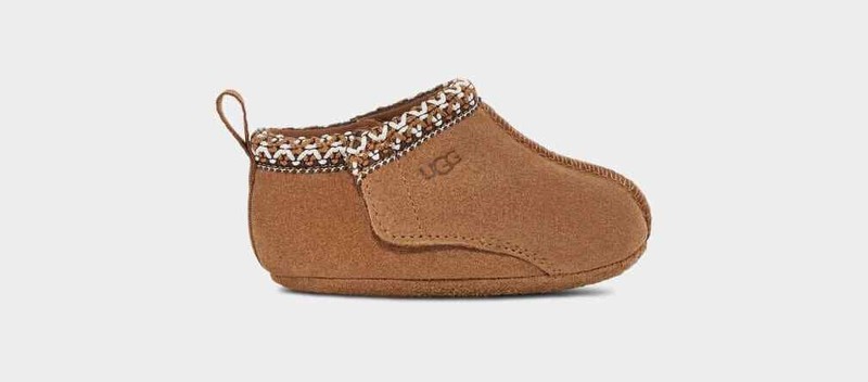 Crib UGG Baby Tasman Hook & Loop Suede 1130358I Chestnut 100% Original Brand New