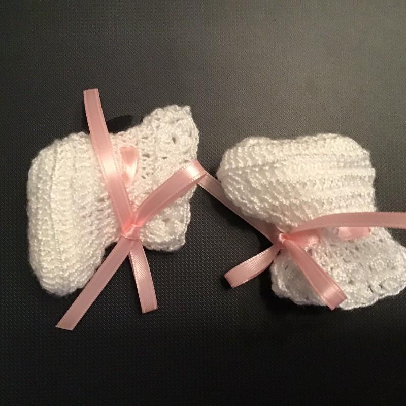 Crochet Baby Shoes Baby Booties Doll Shoes Booties V White With Ribbon