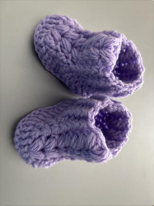Crochet Baby Shoes Crochet Baby Booties Crochet Doll Shoes Lavender V Puff