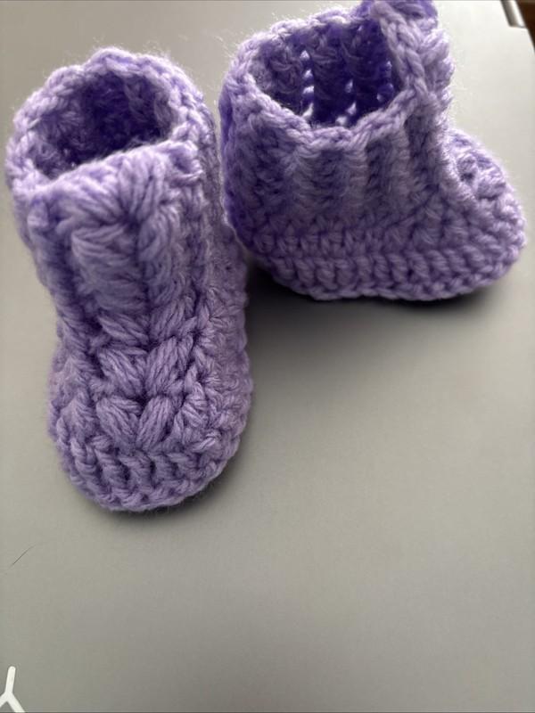 Crochet Baby Shoes Crochet Baby Booties Crochet Doll Shoes lavender V Puff