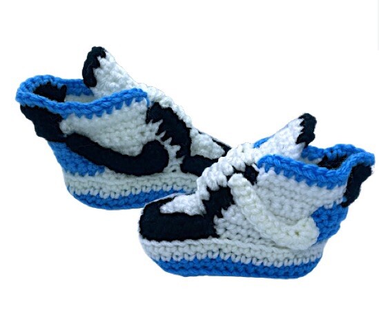 Crochet Baby Sneaker Air Low J Basketball Blue White Black J Retro 1 TS Shoes