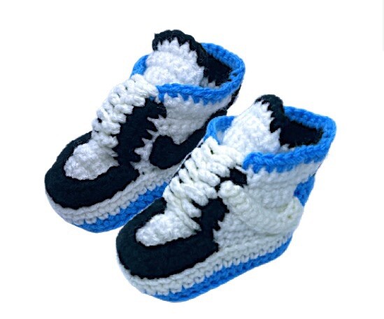 Crochet Baby Sneaker Air Low J Basketball Blue White Black J Retro 1 TS Shoes