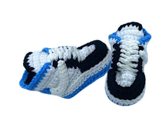 Crochet Baby Sneaker Air Low J Basketball Blue White Black J Retro 1 TS Shoes