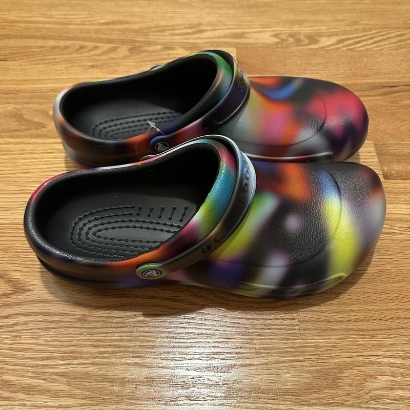 Crocs Bistro Graphic Slip Resistant Clog Men 13 Neon Tie Dye Work 204044-6RX