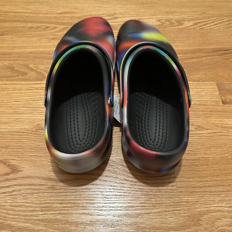 Crocs Bistro Graphic Slip Resistant Clog Men 13 Neon Tie Dye Work 204044-6RX