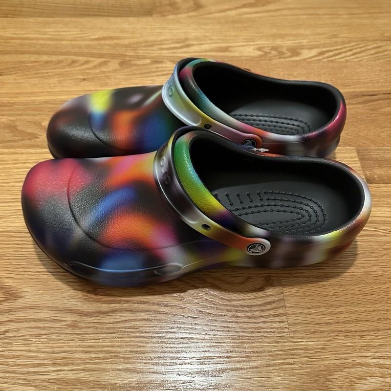 Crocs Bistro Graphic Slip Resistant Clog Men 13 Neon Tie Dye Work 204044-6RX
