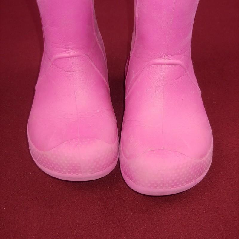 Crocs Boots Ankle Size 8 Slip-on Pink Used Worn Waterproof Kids Youth