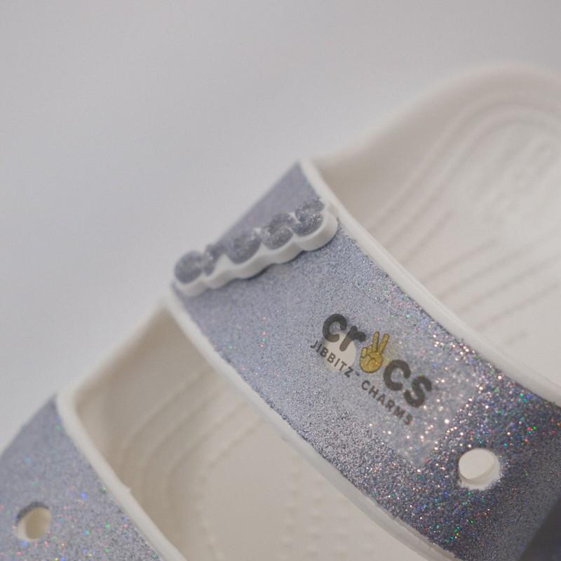 Crocs Classic Crocs Glitter II Silver Sandals Slides 207769-90H Size M5 W7