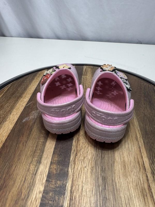 Crocs Classic Glitter Clogs Kids Sz C8 Pink Sparkle Slip-on Sandals Rubber