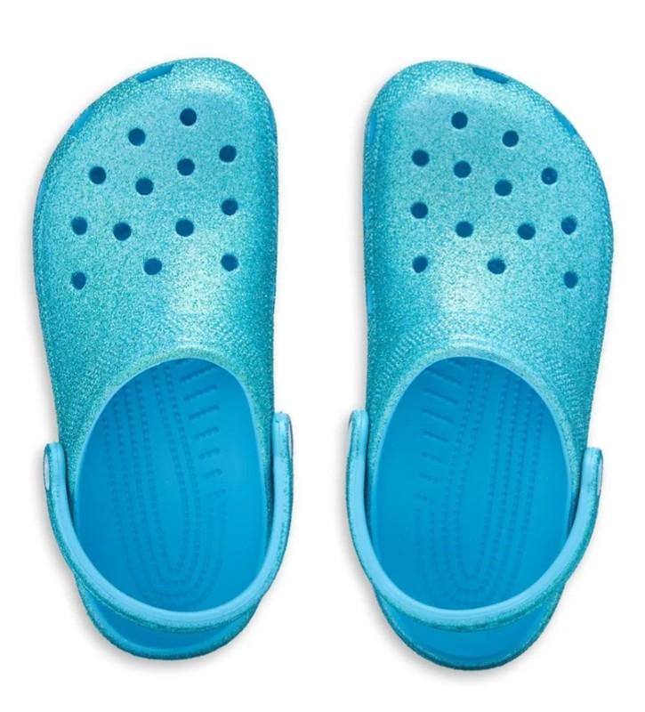 Crocs Classic Iridescent Glitter Clogs Mens 8 Womens 10 Blue Sparkle Comfort NWT
