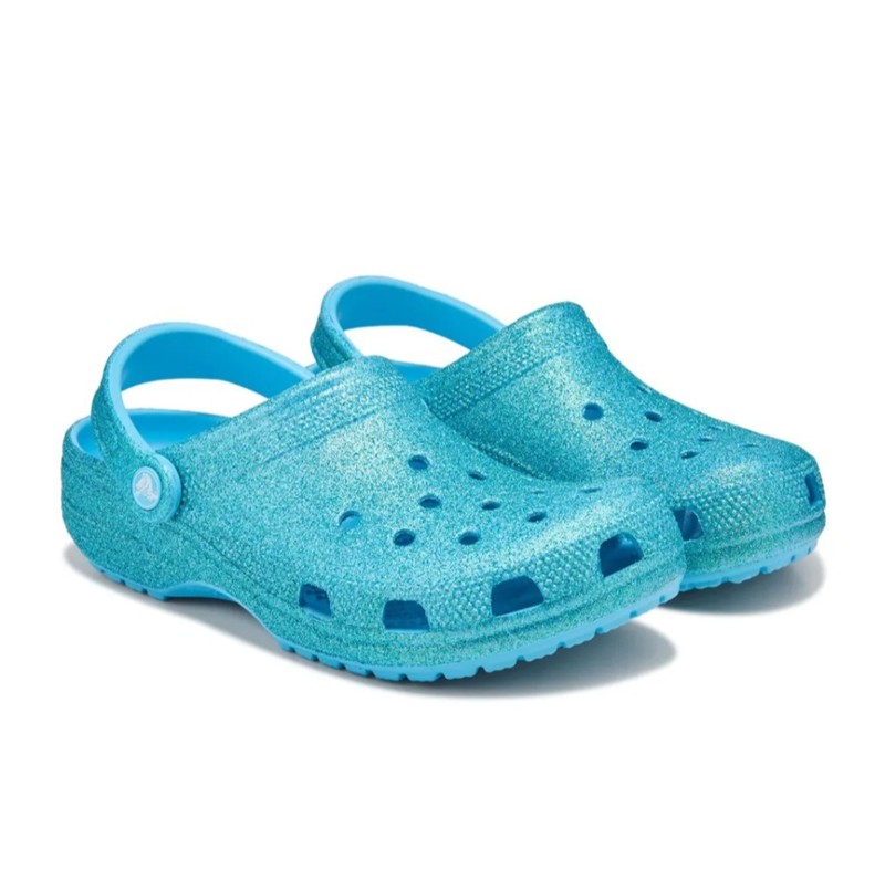 Crocs Classic Iridescent Glitter Clogs Mens 8 Womens 10 Blue Sparkle Comfort NWT