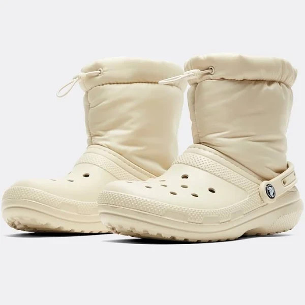 Crocs Classic Lined Neo Puff Comfy BEIGE Boot Men's Size 10/ WOMAN 12 FREE SHIP
