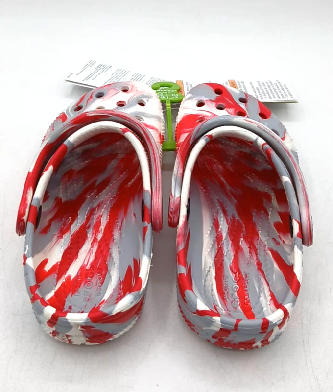 CROCS Classic Marbled Clog K Slip On White / Flame US Kid's C10