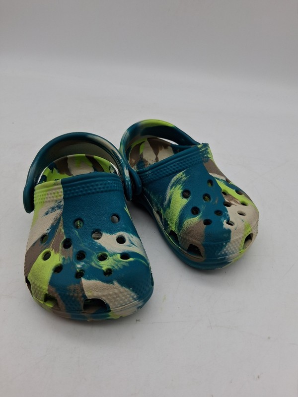 Crocs Clogs Slip-On Baby/Toddler Size 2-3 EUC Blue Green Brown Tan