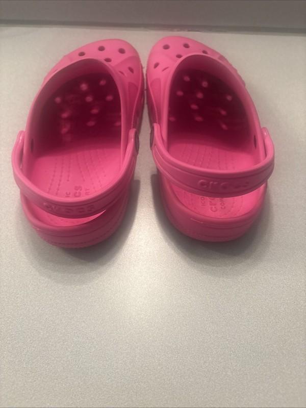 Crocs Crocband Clog Sandal Girls Size 2 Bubble Gum Pink Chartreuse Rubber Kids