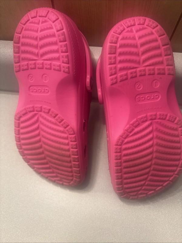 Crocs Crocband Clog Sandal Girls Size 2 Bubble Gum Pink Chartreuse Rubber Kids