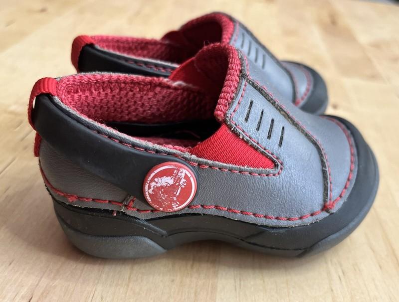 Crocs Dawson Toddler Leather Slip-On Clogs Gray Red Black Shoes Sneakers Sz C4