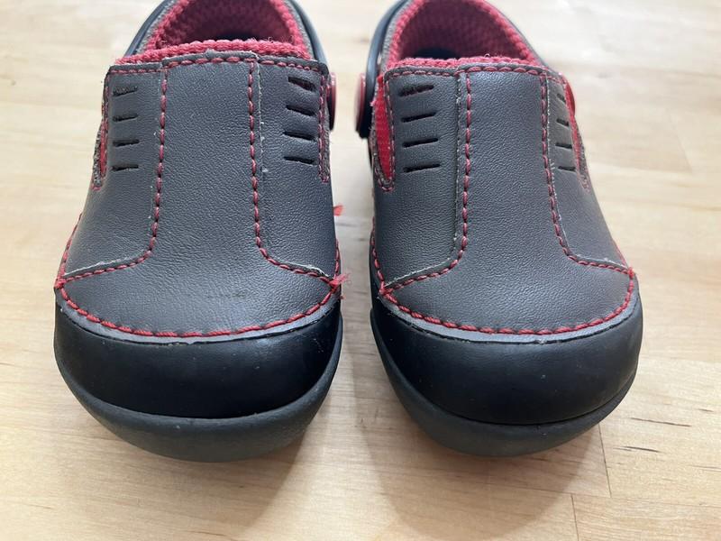 Crocs Dawson Toddler Leather Slip-On Clogs Gray Red Black Shoes Sneakers Sz C4
