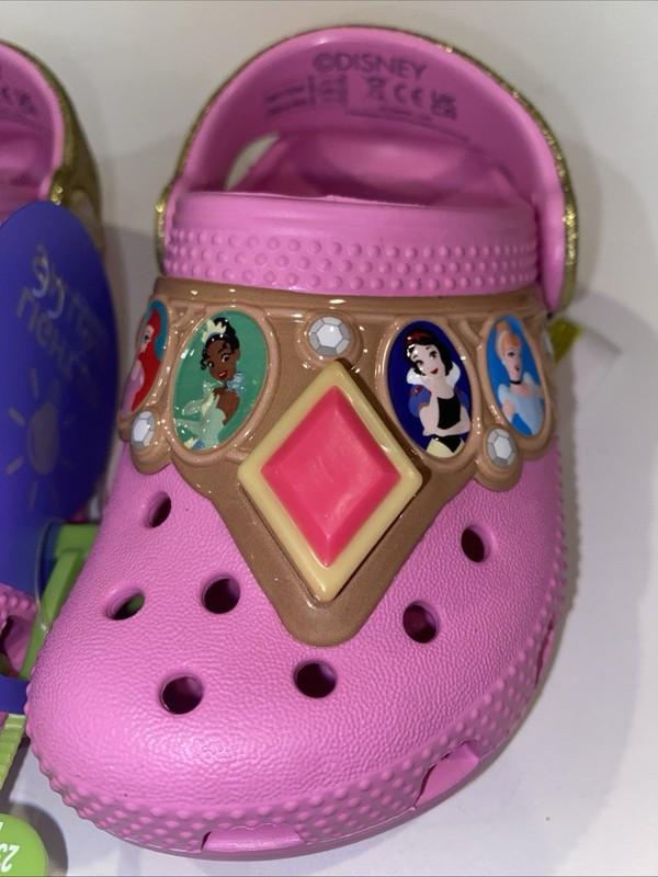Crocs Disney Pink Princess Light Up Jewel Size 7 Toddler Rare Cinderella