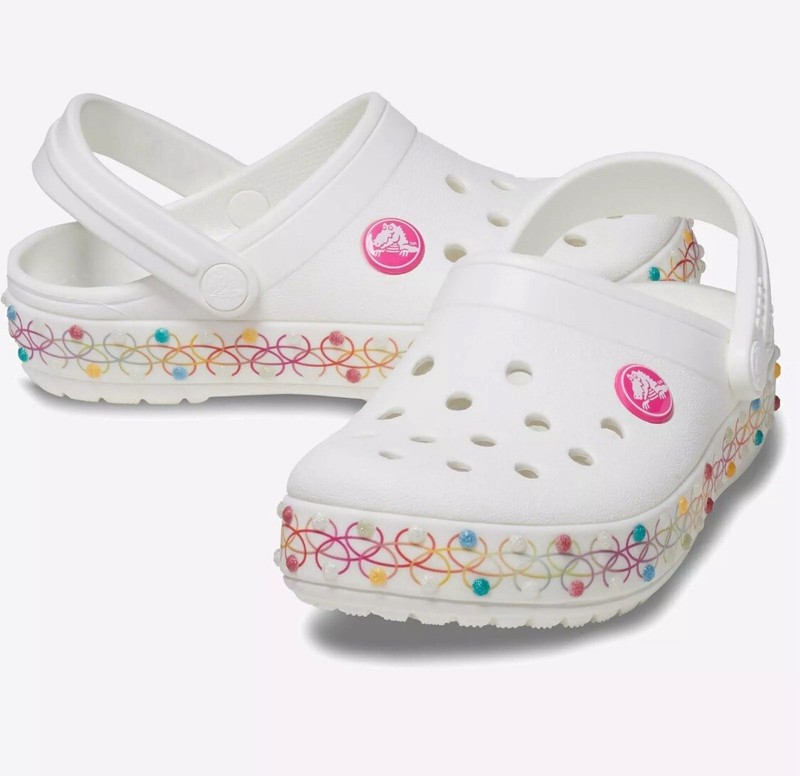 Crocs Kids Crocband Rainbow Band Clogs White/Multi Size C10 US Toddler