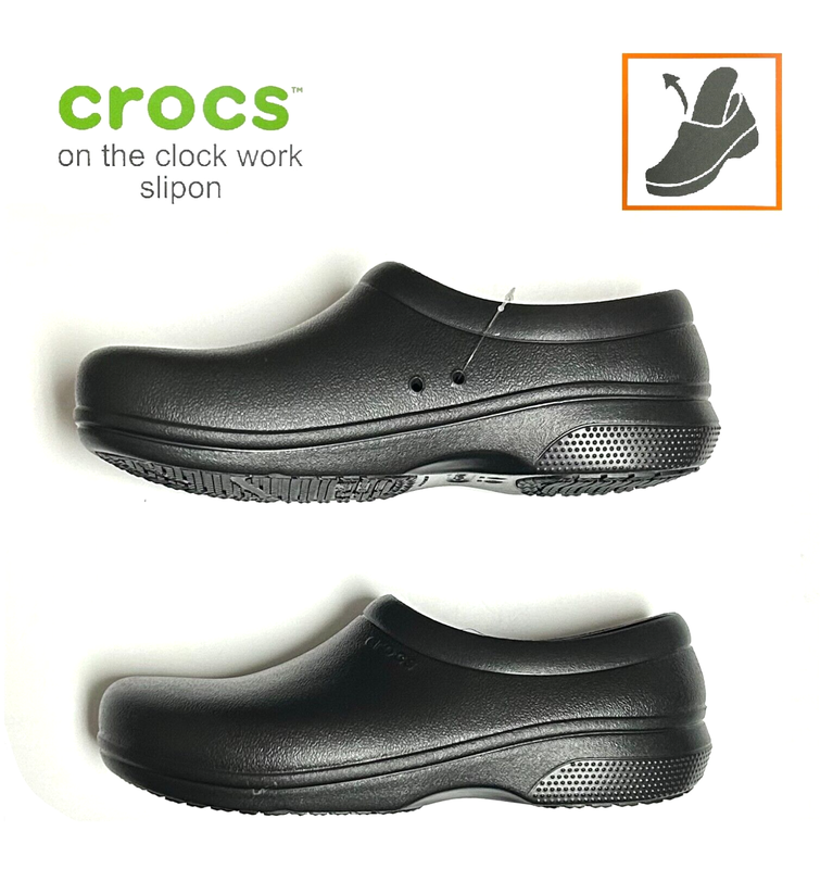 Crocs On The Clock Slip Resistant Shoes Work Slip On Mens 10 / Womens 12 Black