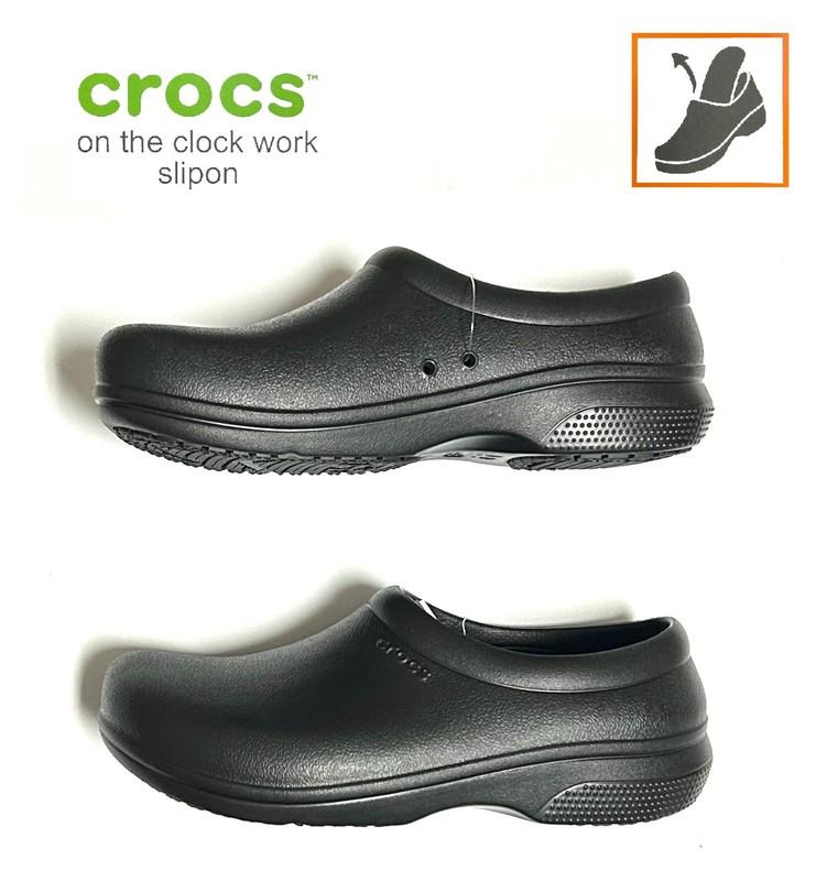 Crocs On The Clock Slip Resistant Shoes Work Slip On Mens 5 / Womens 7 Black