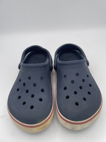 Crocs Slip-On Clog Girl's Sz J4 Blue Rubber Mules Slingback Casual Wear Shoes