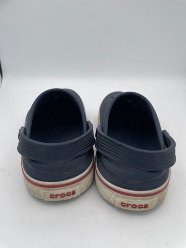 Crocs Slip-On Clog Girl's Sz J4 Blue Rubber Mules Slingback Casual Wear Shoes
