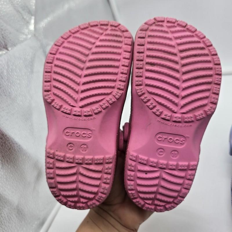 Crocs Toddler Girls Size 11 Girls Glitter Pink Blue Sandals Lot Of 2