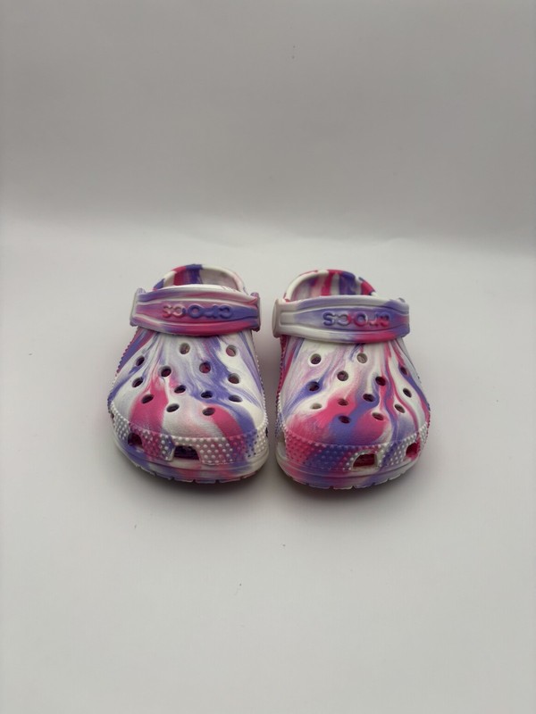 Crocs Toddler Pink And White Tie Dye Clogs Size 7 C