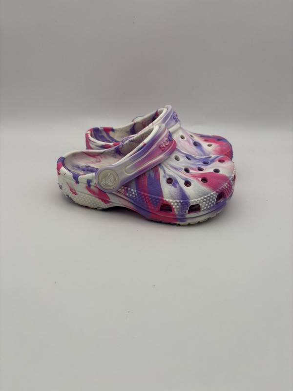 Crocs Toddler Pink And White Tie Dye Clogs Size 7 C