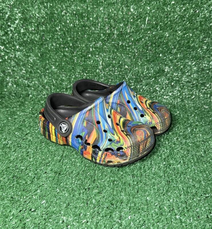 CROCS Toddler Size 8C Swirl Multicolor Classic Clog Shoe Beach Summer Sandals