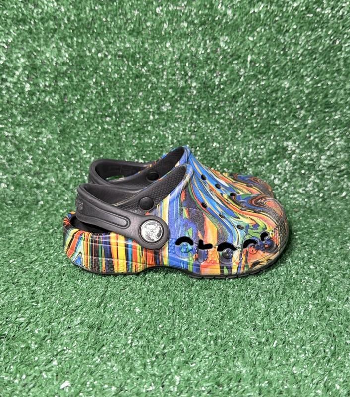 CROCS Toddler Size 8C Swirl Multicolor Classic Clog Shoe Beach Summer Sandals