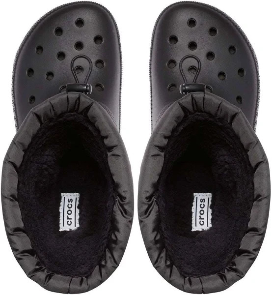 Crocs Unisex Black Classic Lined Neo Puff Boots Mens 9/ Women's 11 FREE SHIP