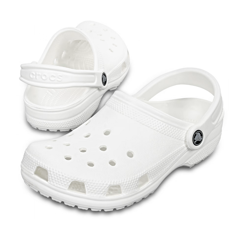 Crocs White Adult Unisex Classic Slip On Sandal Ultra Light Water-Friendly Clogs