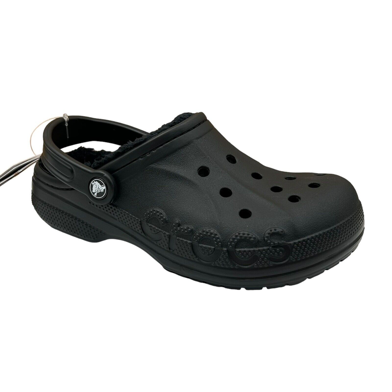 Crocs Women's Classic Lined Clogs Size 8 Black Slip-on Faux Fur Fuzzy & Warm