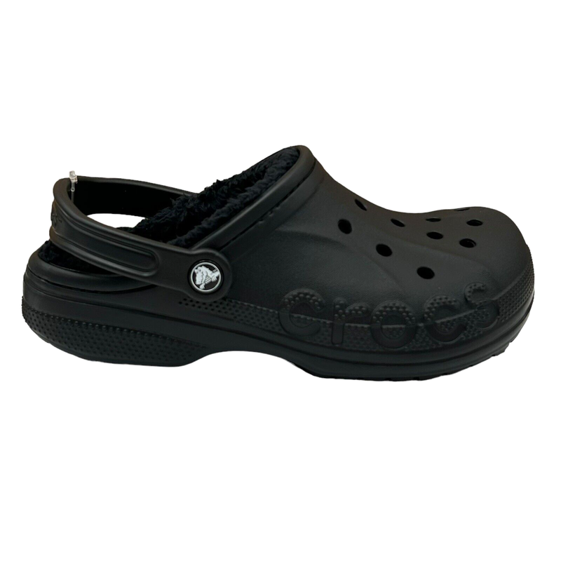 Crocs Women's Classic Lined Clogs Size 8 Black Slip-on Faux Fur Fuzzy & Warm