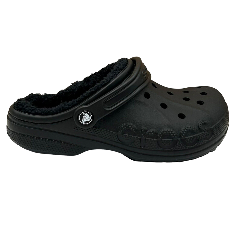 Crocs Women's Classic Lined Clogs Size 8 Black Slip-on Faux Fur Fuzzy & Warm