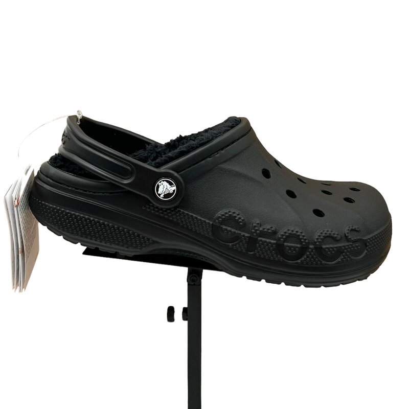 Crocs Women's Classic Lined Clogs Size 8 Black Slip-on Faux Fur Fuzzy & Warm