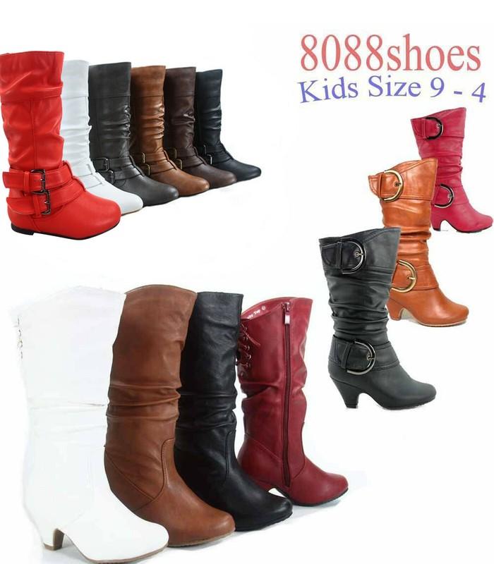 Cute Girl's Kid's Zipper Lace Low Flat Heel Round Toe Boot Shoes Size 9 - 4 NEW