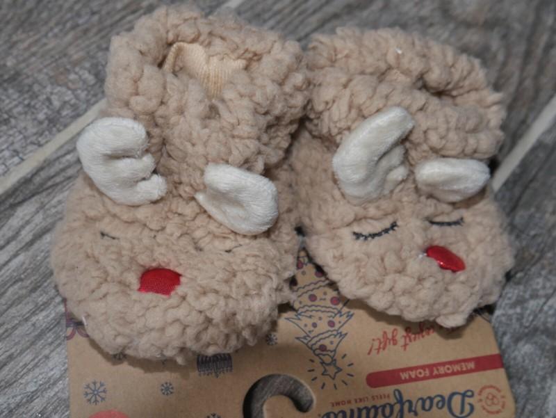 CUTE Infant Baby Reindeer Slippers DEARFOAMS 3-6 Months $28 Memory Foam NEW