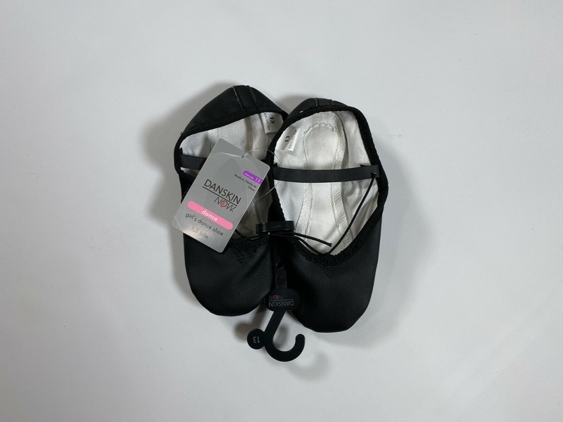 Danskin Now Girls Black Dance Shoes Slippers Ballet Full Sole NEW NWT