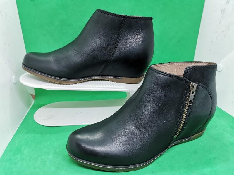 Dansko Leyla Hidden Wedge Bootie Black Leather Women's Size 6 / 36