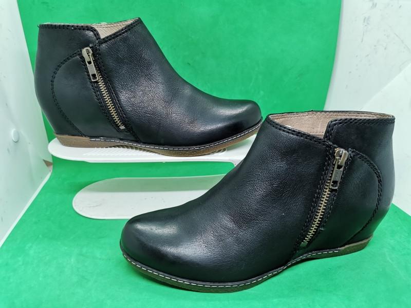 Dansko Leyla Hidden Wedge Bootie Black Leather Women's Size 6 / 36