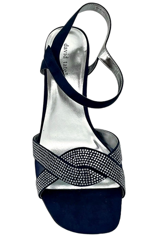 David Tate Adjustable Rhinestone Evening Sandals Rain Navy