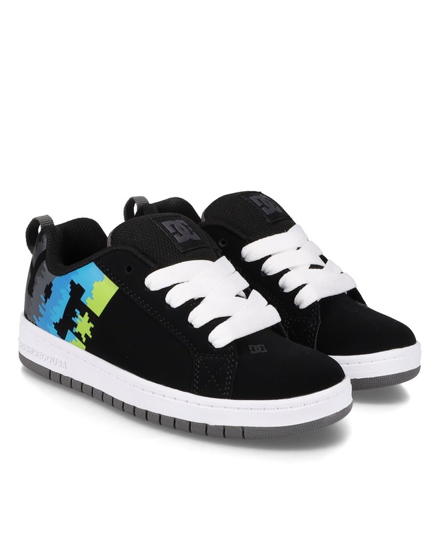 DC Boys' Court Graffik Skate Shoes Skateboarding Sneakers Blue Black Kids