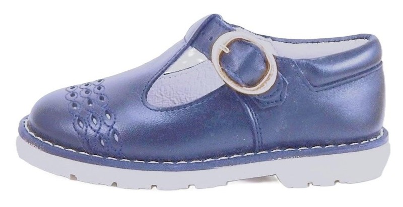 DE OSU-FARO -Spain -Girls Navy Blue Leather Dress School Shoes -European -Sz 1-3