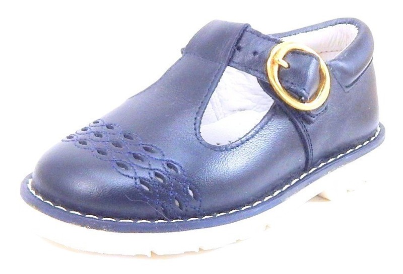 DE OSU-FARO -Spain -Girls Navy Blue Leather Dress School Shoes -European -Sz 1-3